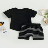 Jaweiwi Baby Kids Boys Boys Shorts Комплект дрехи, 3T 4T Тениска на шията с къс ръкав с раирани къси панталони лятно облекло