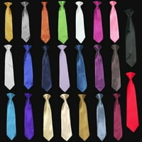 Нов сатен плътни цветове клип на вратовръзка на врата за момче официален костюм S-XL, 2T-7,8-14