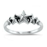 Стерлинг сребро градуирани звезди Размер на пръстена 10