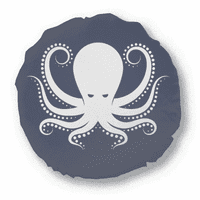 Октопод Морски живот Черно бял модел кръгла възглавница за домашна украса възглавница