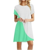 Женски ежедневни цветни блокиращи опростена тениска рокля рокля лятна тениска с къси ръкави с къси ръкави мента зелено xl (Размер на САЩ: 10