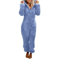 Клирънс зима топло термично ромско руно onesie pajama еднократно цип с качулка качулка сънлив костюм за жени за жени
