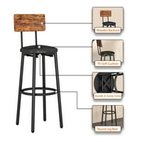 3-буен бар маса комплект за 2, малки правоъгълни бистро кръчми за хранене и PU тапицирани табуретки с облегалка, плот за височина и столове, комплекти за кухня малко пространство, правоъгълна маса с PU столове