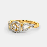 Индийски елегантност разкри: диамантеният пръстен на Nasya в 18kt жълто злато, златни пръстени за жени, подарък за диамантен пръстен за нея