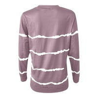 Penkiiy дамски върхове модна жена кръгла шия с дълъг ръкав тениска есен за печат свободни блузи върхове розови y2k дрехи