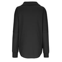 Жени ежедневни яке- Твърда корупка с дълъг ръкав връхни дрехи свободни ежедневни якета с копче надолу черно s