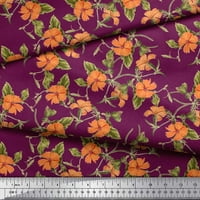 Soimoi Viscose Chiffon Fabric Leaves & Wild Flower Floar Print Fabric край двора