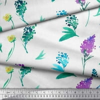 Soimoi Rayon Fabric Flower & Leats Watercolor Print Fabric край двора