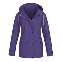 Patlollav Womens Solid Rain Jacket Plus Waterproof Raincoat Windproof Outwear