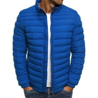Зимни якета на Hinvhai за мъже Просвещение Мъжко яке от твърд цвят Памучно яке Памучно подплатено яке синьо 4