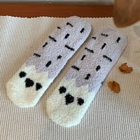 Lovskoo Slipper чорапи за жени с ниско рязане принт за възрастни прекрасни кученце плюшени средни чорапи за домашни чорапи сладки новост екипаж чорапи сив