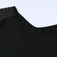 Женски върхове с висок ръкав с дълъг ръкав с дълъг ръкав ивици чисти мрежести графични пачуърки блузи и върхове