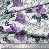 Soimoi памучен Poplin Fabric Flower & Leaves Watercolor Print Sewed Fabric Wide Yard