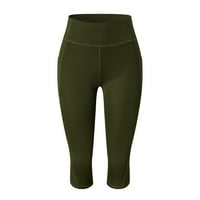 Жени с висока талия йога панталони с джобове капризи гамаши за тренировки 1-равни зелени L