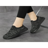 Sanviglor дамски ежедневни обувки Комфортни маратонки Slip On Flats Work Лека дишаща дишаща обувка за ходене Неплъзгаща се чорап маратонка Черен 7.5