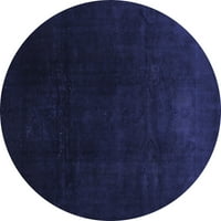 Ahgly Company Indoor Round Abstract Blue Contemporary Area Rugs, 5 'Round