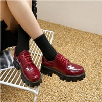 Женска обувка на кокетна платформа дантелена глезена ботуши за лъскави кожени обувки глезен червено 7