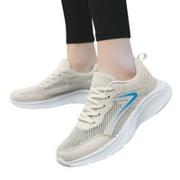 Жени маратонки мода нова модели Mesh дишащ комфортен лек неплъзгащ се дантела нагоре ежедневни обувки бежово