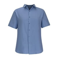 Мъжки ризи с къс ръкав бутон надолу мъже ежедневни тениски солидна копче за яка с късо ръкав пуловер на блуза върхове
