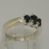 Британски направени 10K бяло злато естествено сапфир женски пръстен - Опции за размер - размер 11.5