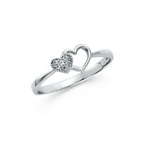 Солидна 14k бяло злато Pearl & Cubic Zirconia CZ Fashion Anniversary Ring Size 5
