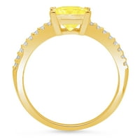 1. CT блестяща принцеса изряза симулиран жълт диамант 14k жълто злато пасианс с акценти пръстен SZ 4.25