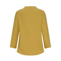 Cacommark pi дамски ризи с дълъг ръкав за разчистване на памучни бельо V-образно вещество плътно цвят свободни блузи