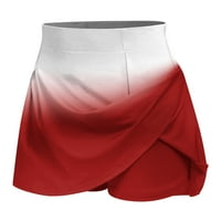 Идораван женски атлетически къси панталони Разчистване на жените летни плисирани тенис поли атлетични еластични къси йога фалшиви две панталони пола шорти