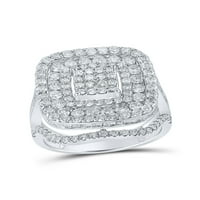 10kt бяло злато дамски кръгъл диамантен квадратен пръстен 2- cttw