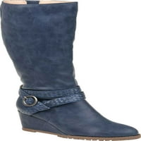 Колекция за жени за жени Garin Extra Wide Calf Kenge Knee High Boot Blue Fau Leather M