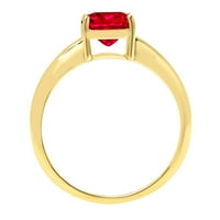 1,0ct възглавница изряза червено симулиран Ruby 14k жълто злато годишнина годежен пръстен размер 5.25