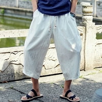 Badymincsl панталони за мъжки клирънс мъжки небрежни тънки спортни панталони ленени панталони с дължина на телета