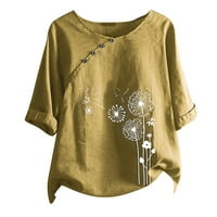 Mchoice женско памучно спално бельо върхове кръгла шия с къс ръкав Моден графичен блузи ризи блузи Небрежни плюс размер летни върхове на хлабина