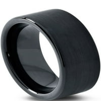 Очарователни бижутери волфрамов сватбена лента пръстен за мъже жени комфорт годни черни тръби отрязани четки за живот гаранция размер 11