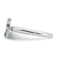 Сребърен сребърен изразител Rhodium създаде Emerald Cross Ring Size: 10; за възрастни и тийнейджъри; За жени и мъже