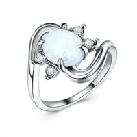 Veki Fashion Ring Ring Jewelry Stone Hand Opal Jewelry Opal Кръгли бели пръстени пръстен комплект за жени