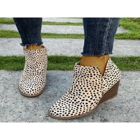 Avamo Womens Chelsea bootie леопард клин обувка ежедневни глезени женски зимни ботуши Дами кръг пръст Странични обувки Леопард 5.5
