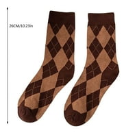 Женски чорапи проста карирана в корейски версии чорапи реколта цвят блокиране на удобно и топло 1-пакет