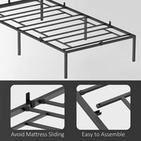 Метална платформа рамка за легло 39 75.2 13.8 рамка за легло със съхранение, черно, близнак