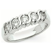 14k бяло злато блестящ диамантен 5-каменна пръстен