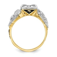 Твърда 14K жълто и бяло злато мъжки масонски пръстена с два тона с CZ Cubic Zirconia размер 11.5