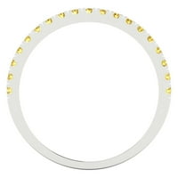 0. CT блестящ кръгъл крой симулиран жълт диамант 18k бяло злато, подреждаща се лента SZ 9.5
