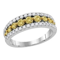 14k бяло злато кръг жълт диамантен лента пръстен cttw