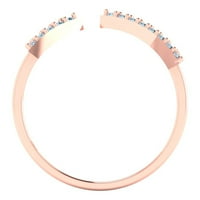 0. CT блестящо кръгло рязане естествено швейцарско синьо топаз 14K розово злато извлечение Размер на пръстена 8,75