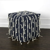 Rizzy Home Navy Rope Vertical Stripe с пискюли Pouf POFP12180NV001818