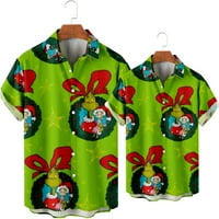 Коледна хавайска риза за мъже с къс ръкав бутон надолу по ваканция за ваканция на Санта Размер до 8XL
