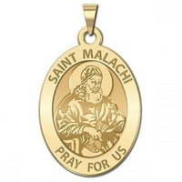 Религиозен медал на Сейнт Малахи - солидно 14k жълто злато