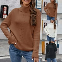 Солиден цветен пуловер пуловер тийнейджър момичета модерно облекло костенурка суичъри на шията, облечени върхове Подаръци за жени с дълги ръкави ризи есенно модни тениски