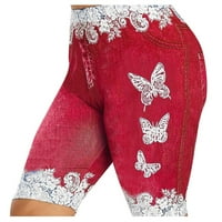 Wozhidaose къси панталони за жени Кльощаво масло Fly Print Jean Shorts Jeggings Размер деним плюс ежедневни панталони плюс случайни панталони дънки за жени