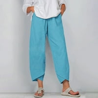Дамски панталони твърди цветове с висок талия всеки ден, носещи домашен панталон